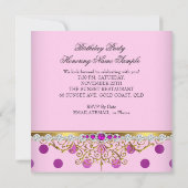 Invitation Pink Pearl Gold Plum Pois fête d'anniversaire (Dos)
