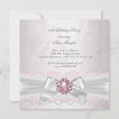 Invitation Pink Pearl Lace Damask White Bow Party (Dos)