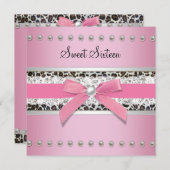 Invitation Pink Pearl Leopard Sweet 16 Party (Devant / Derrière)