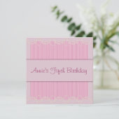 Invitation Pink Pearl Pinstripe Girls 5e anniversaire (Debout devant)