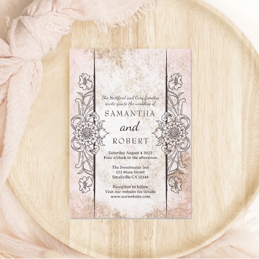 Invitation Pink Pearl Romantic Beach Wedding