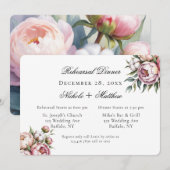 Invitation Pink Peony and Cotton Wedding Rehearsal Dinner (Devant / Derrière)