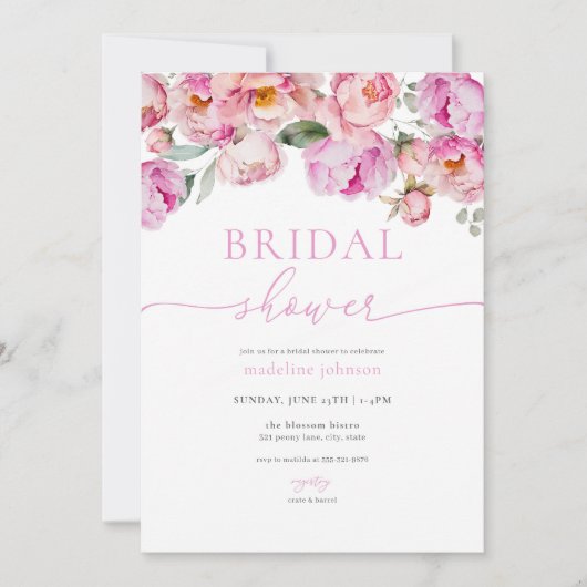 Invitation Pink Peony Floral (Devant)