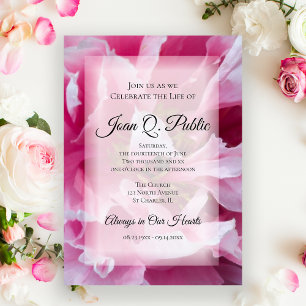Invitation Pink Peony Flowers Célébration de la vie