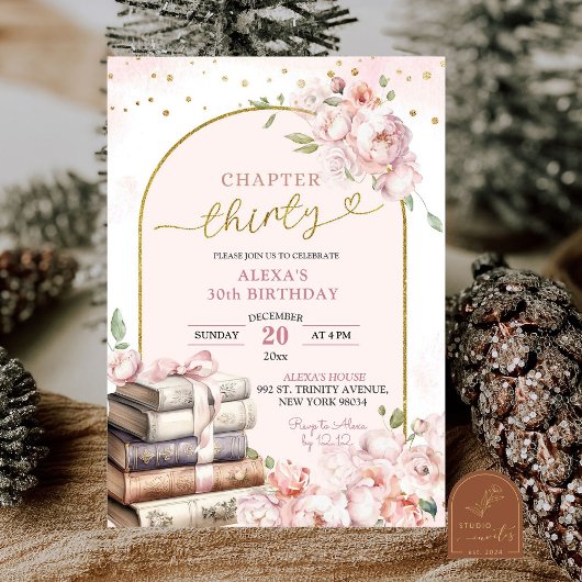 Invitation Pink Peony Storybook Femme 30e anniversaire