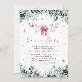 Invitation Pink Père Noël bébé Baby shower de linge de maison (Devant)