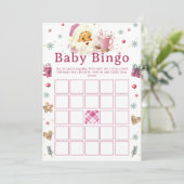 Invitation Pink Père Noël Noël Cookie Baby shower Bingo (Debout devant)