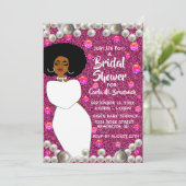 Invitation Pink, perles Fête des mariées afro-américaine (Debout devant)