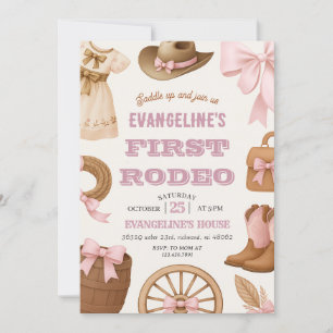 Invitation Pink personnel Premier Rodéo Cowgirl anniversaire