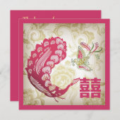 Invitation Pink Phoenix Chinese Bride douche (Devant / Derrière)