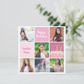 Invitation Pink Photo Collage Custom Femmes's Birthday Party (Debout devant)