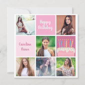 Invitation Pink Photo Collage Custom Femmes's Birthday Party (Devant)