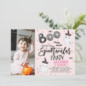 Invitation Pink Photo Ghost Spooktacular Halloween Anniversai (Debout devant)