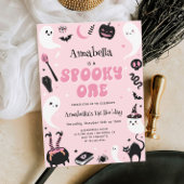 Invitation Pink Photo Halloween Éffrayant Un 1er Anniversaire