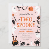 Invitation Pink Photo Halloween Girl 2e anniversaire (Devant)