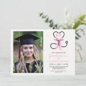 Invitation Pink Photo Nursing School Graduation Party (Debout devant)