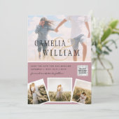 Invitation Pink Photo Wedding Inviter QR Code Enregistrer Dat (Debout devant)