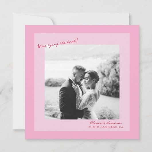 Invitation Pink Photo Wedding Save the Date (Devant)