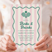 Invitation Pink Pickleball Dinks et Boissons Anniversaire