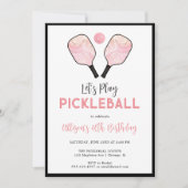 Invitation Pink Pickleball Sports Thème fille fête d'annivers (Devant)