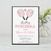 Invitation Pink Pickleball Sports Thème fille fête d'annivers (Debout devant)