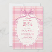 Invitation Pink plaid bow bridal shower (Devant)