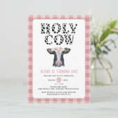 Invitation Pink Plaid Holy Cow Premier Anniversaire (Debout devant)
