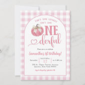 Invitation Pink Plaid Preppy Citrouille premier anniversaire  (Devant)