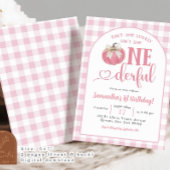 Invitation Pink Plaid Preppy Citrouille premier anniversaire 