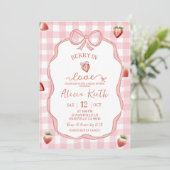 Invitation Pink Plaid Strawberry Coquette Berry in love (Debout devant)
