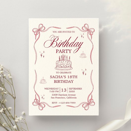 Invitation Pink Playful 18th Birthday