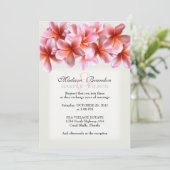 Invitation Pink Plumeria Light Grey Mariage Tropical Invite (Debout devant)
