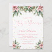 Invitation Pink Poinsettia Baby Shower (Devant)
