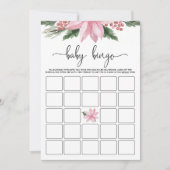 Invitation Pink Poinsettia Baby shower d'hiver Bingo Jeu (Devant)