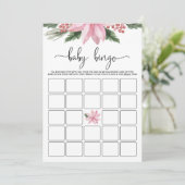 Invitation Pink Poinsettia Baby shower d'hiver Bingo Jeu (Debout devant)