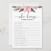 Invitation Pink Poinsettia Qui Connaît Le Jeu De Fête des mar (Devant)