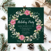 Invitation Pink Poinsettia Wreath