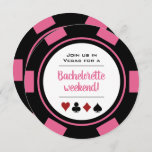 Invitation Pink Poker Chip Vegas Casino Bachelorette<br><div class="desc">Éblouissez vos invités en leur envoyant ces invitations de bachelorette de jetons rose et blanc! Ils seront hypnotisés de se joindre à vous à cette fête inoubliable !</div>