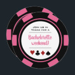 Invitation Pink Poker Chip Vegas Casino Bachelorette<br><div class="desc">Éblouissez vos invités en leur envoyant ces invitations de bachelorette de jetons rose et blanc! Ils seront hypnotisés de se joindre à vous à cette fête inoubliable !</div>