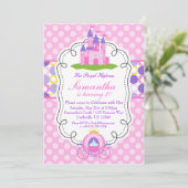 Invitation Pink Polka Dot Princess Anniversaire (Debout devant)