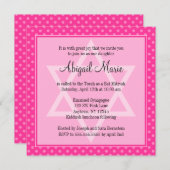 Invitation Pink Polka Dot Star de David Carré Bat mitzvah (Devant / Derrière)
