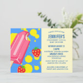 Invitation Pink Popsicle fraise Baby shower social (Debout devant)