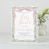 Invitation Pink Preppy Bow ruban Baby shower fille (Debout devant)