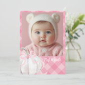 Invitation Pink Preppy Citrouille Premier anniversaire Banniè (Debout devant)