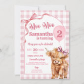 Invitation Pink Preppy En vichy Cow Girl 2e anniversaire (Devant)