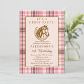 Invitation Pink Preppy Equestrian Derby Girl Birthday Party (Debout devant)