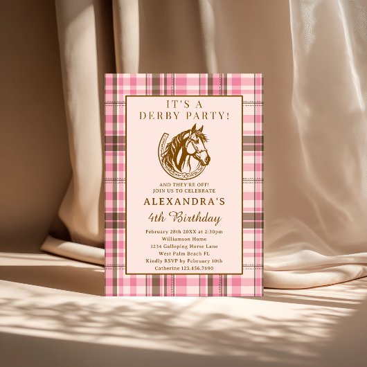 Invitation Pink Preppy Equestrian Derby Girl Birthday Party