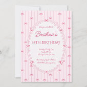 Invitation Pink preppy hand drawn birthday party  (Devant)
