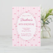 Invitation Pink preppy hand drawn birthday party  (Debout devant)