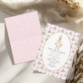 Invitation Pink Preppy One Silly Goose Bow 1st Birthday